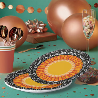 Prato De Papel African Sun Decorative Paper Plates