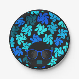 Prato De Papel Afro Diva Azul