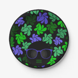 Prato De Papel Afro Diva Verde e Azul