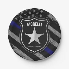 Prato De Papel Agente de Polícia de NOME Personalizado Xerife Pav