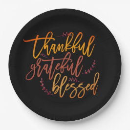 Prato De Papel Agradeço ao Feliz Abençoado Dia de Ação de Graças