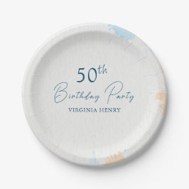 Prato De Papel Água Pastel Azul Qualquer Idade Aniversário