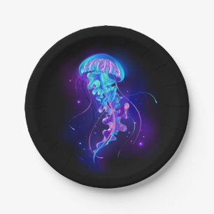 Prato De Papel Água-viva brilhante a cores