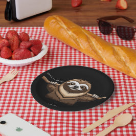 Prato De Papel "Aguente firme": Palavras encorajadoras de Sloth