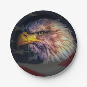 Prato De Papel Águia Balde Americana com Bandeira