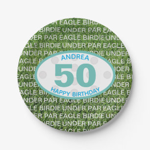 Prato De Papel Águia de Golfe Birdie Par Verde 50º Aniversário