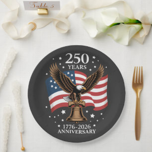 Prato De Papel Águia e Bandeira 250 Anos da América 1776-2026