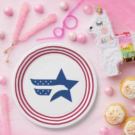 Prato De Papel Águia Estrela Patriótica Americana