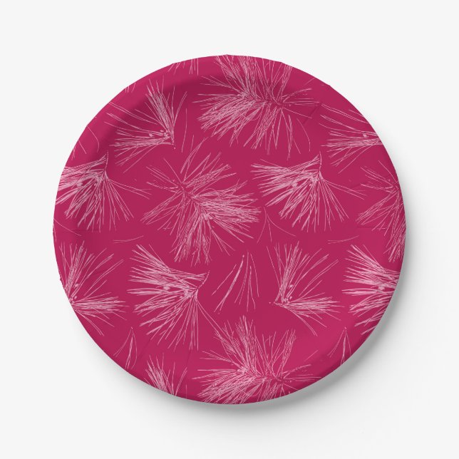 Prato De Papel Agulhas de árvores cor-de-rosa escuro (Frente)