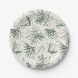 Prato De Papel Agulhas de árvores de pinheiro verde