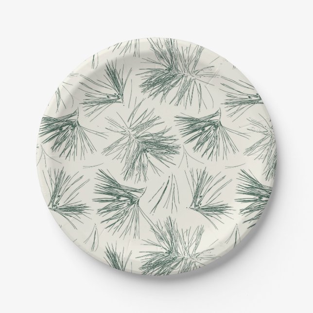 Prato De Papel Agulhas de árvores de pinheiro verde (Frente)