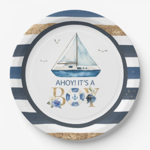 Prato De Papel Ahoy é um Chá de fraldas