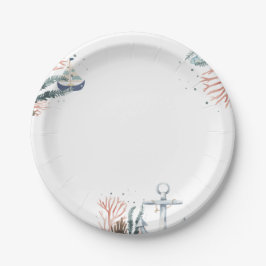 Prato De Papel Ahoy, é um Chá de fraldas náutico