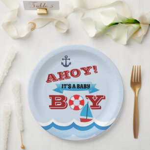 Prato De Papel Ahoy, é uma placa de papel para bebês