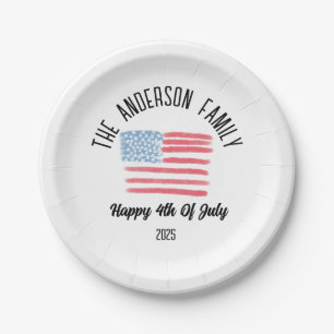 Prato De Papel Airpush American Flag Personated Family Name