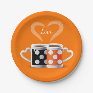 Prato De Papel Alaranjado + A cor ou nós do café preto