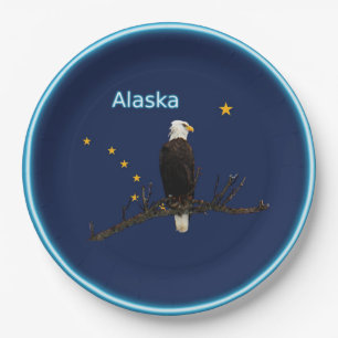 Prato De Papel Alaska Eagle E Flag