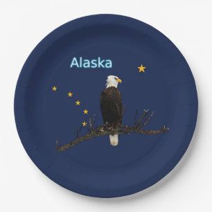 Prato De Papel Alaska Eagle E Flag