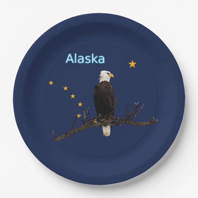 Prato De Papel Alaska Eagle E Flag (Frente)