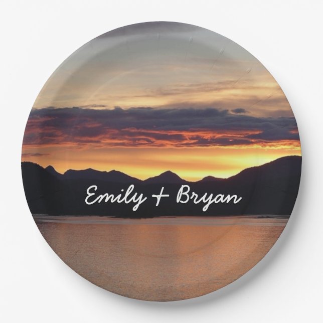 Prato De Papel Alaskan Sunset I Beauful Alaska Photoics (Frente)