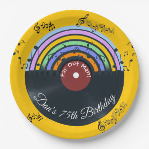 Prato De Papel Álbum de Vinil Notas Musicais Arco-Íris