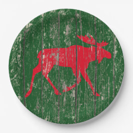 Prato De Papel Alces em sua madeira resistida cor