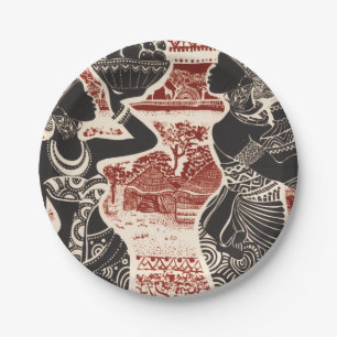 Prato De Papel Aldeia de mulheres africanas tribal Joy