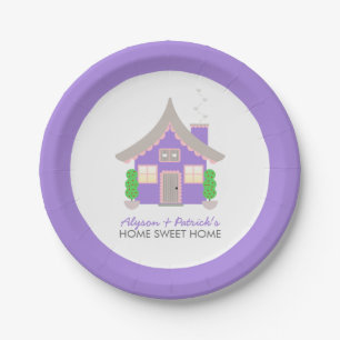 Prato De Papel Alegre Aquecimento da Casa do Chalé Roxo