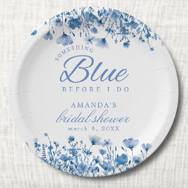 Prato De Papel Algo Azul Antes de Fazer Chuveiro Floral Nupcial