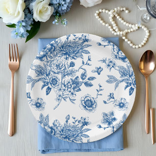 Prato De Papel Algo azul de chá de panela azul da chinoiserie
