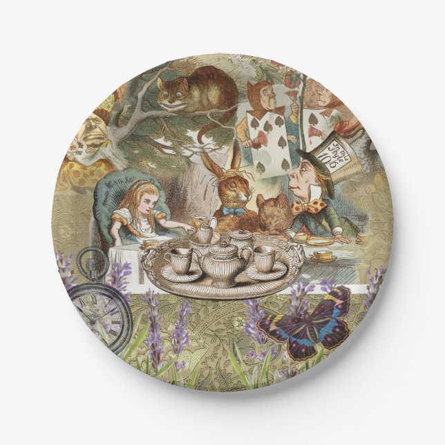 Prato De Papel Alice Adventures em Wonderland Mad Tea Party (Frente)