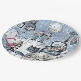 Prato De Papel Alice de gelo azul-brilhante no País das Maravilha