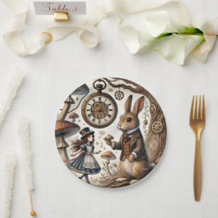 Prato De Papel alice no país das maravilhas coelho branco