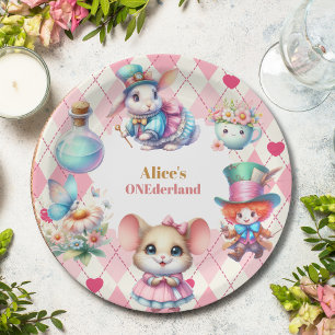 Prato De Papel Alice no País das Maravilhas do primeiro aniversar