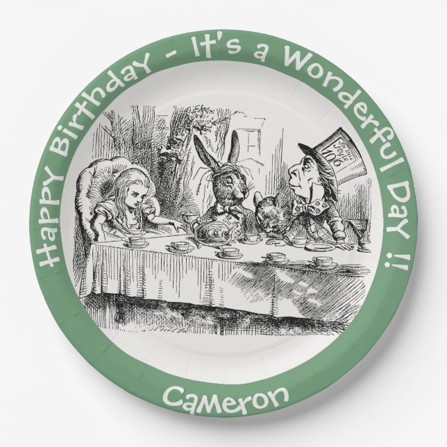 Prato De Papel Alice no Partido das Maravilhas - Festa do Chá de  (Frente)