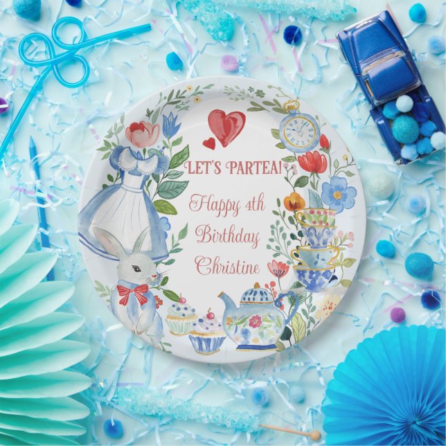 Prato De Papel Alice Whimsical em Wonderland (Festa)