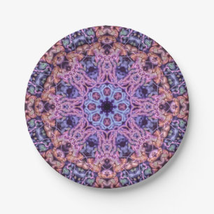 Prato De Papel Alienígena Roxa Intriciada Caleidoscópica Mandala