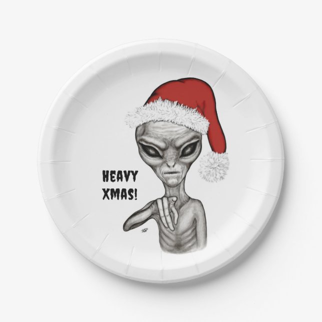 Prato De Papel Alienígena ruim, Natal pesado! (Frente)