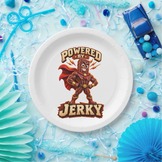 Prato De Papel Alimentado pelo Jerky Super-herói (Festa)