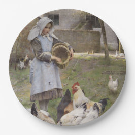 Prato De Papel Alimentando os frangos (por Walter Frederick Osbor