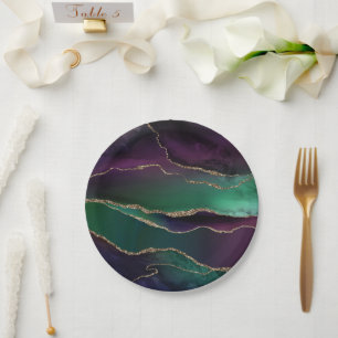 Prato De Papel Alluring Agate   Pedras Douradas de pedra calcária
