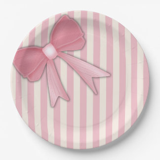 Prato De Papel Almofada com Laço Rosa.