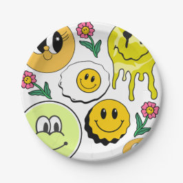 Prato De Papel Almofada Mikitiez Carinha Sorridente jardim amarel