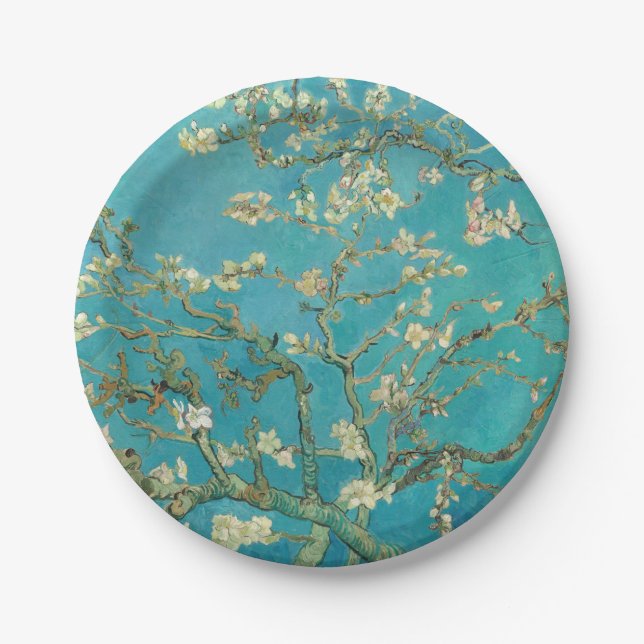 Prato De Papel Almond Blossom, 1890, por Vincent van Gogh (Frente)