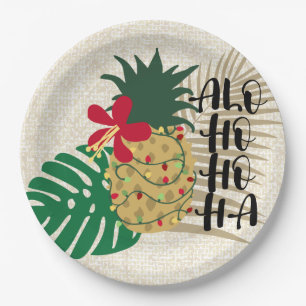 Prato De Papel ALO-HO-HO-HA-HA-abacaxi tropical havaiano