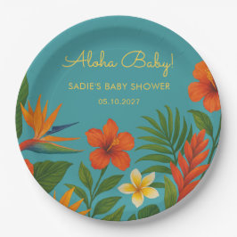 Prato De Papel Aloha Baby! Chic Tropical Baby Shower