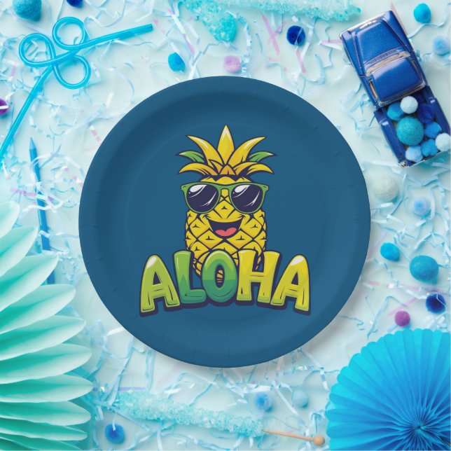 Prato De Papel Aloha Pineapple Coleção Placas em Papel (Festa)