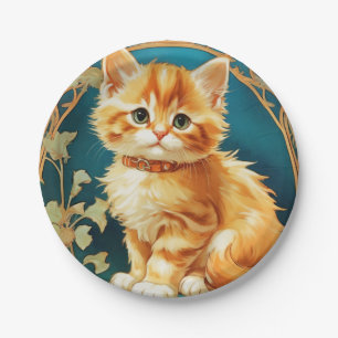 Prato De Papel Alphonse Mucha Art Nouveau Cat