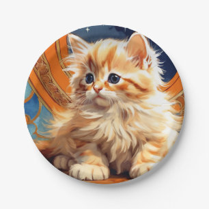 Prato De Papel Alphonse Mucha Art Nouveau Orange Cat