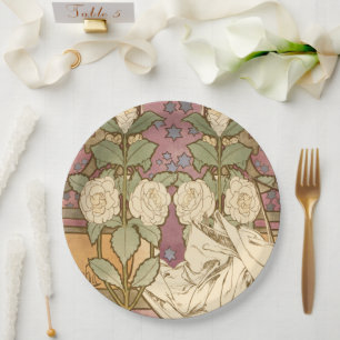 Prato De Papel Alphonse Mucha Estrelas Elegantes Art Nouveau Camé
